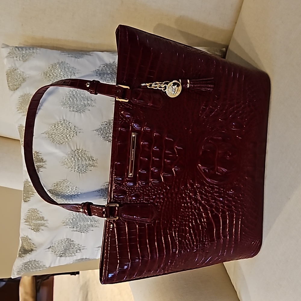 Brahmin dark red leather handbag